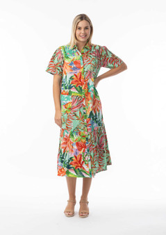 Orientique Patch Dress with Collar in EQUADOR Print (#40217)
