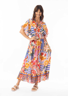 Escape by OQ Rayon Shirred Waist Dress in MARCELLA Print (#40155)