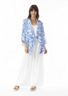 Escape by OQ Linen Blend Print Wrap JKT  (#72544)