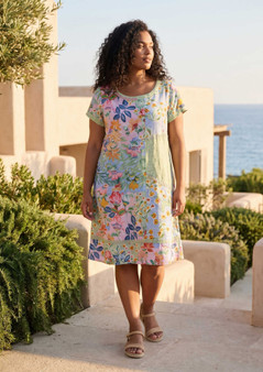Orientique Cotton Patchwork Dress in SUR MER Print (#91316) size 16
