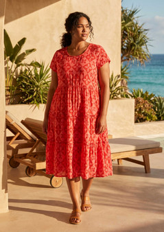 Orientique Bias Layer Dress with Front Pockets in MOUGINS Print (#61044)