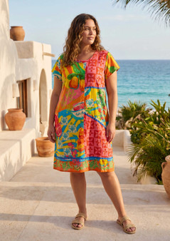 Orientique Cotton Patchwork Dress in MOUGINS Print (#61048)