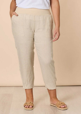 SPOTLIGHT ON GORDON SMITH SARAH RIBBED WAIST LINEN PANTS 