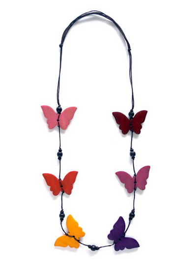 MULTI COLOURED BYTTERFLY MOTIF NECKLACE