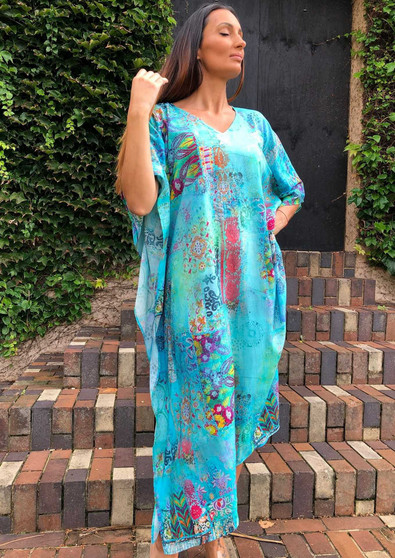 LONG KAFTAN IN MODAL FABRIC - PARADISE PRINT