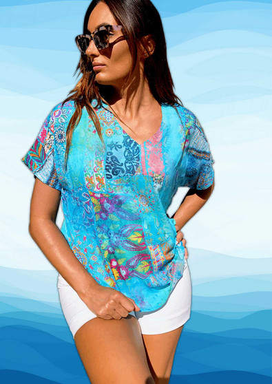 MODAL TOP IN  PARADISE PRINT  by Claire Powell