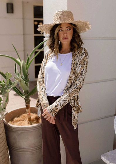 LOU LOU AUSTRALIA. Lou Lou BAMBOO JONI WATERFALL JACKET - SNAKE PRINT