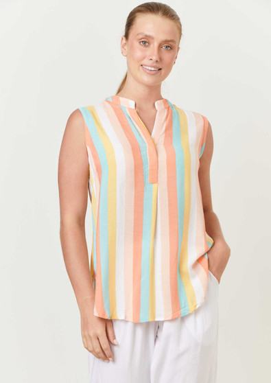 NAMASTAI ES50 RAYON TOP IN PORTOFINO STRIPE