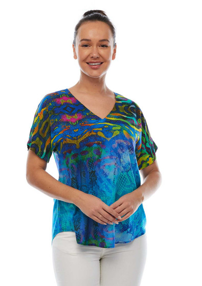CLAIRE POWELL MODAL TOP IN JEWEL PRINT