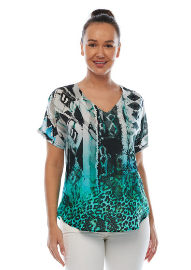 CLAIRE POWELL MODAL SUMMER TOP IN TRIBAL PRINT