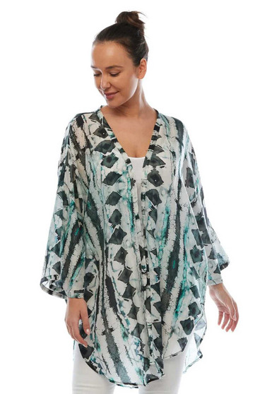 CLAIRE POWELL MODAL BEACH KIMONO IN TRIBAL PRINT