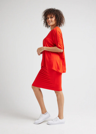 LOU LOU Australia BAMBOO SKIRT IN FIERY RED WITH STELLA TOP