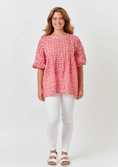 NAMASTAI Cotton STARFISH FLAME print top