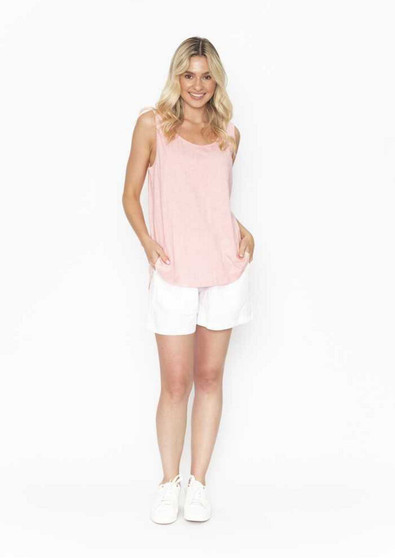 Relax by ONE SUMMER Cotton Hazel Comfy Tank in Pink