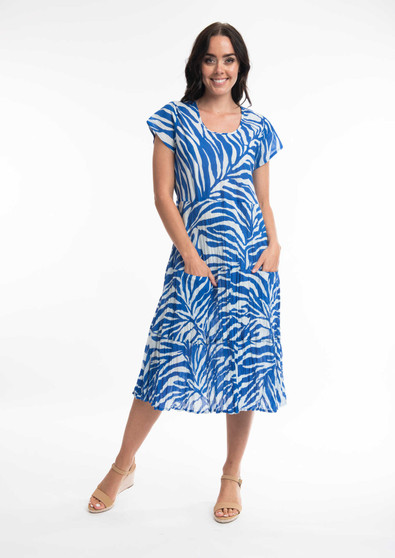 Orientique   Cap Sleeve  Layer  Dress in SALAMIS PRINT (#61587)