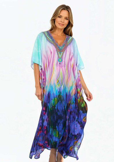Claire Powell MODAL Long Kaftan dress in Opulence Print