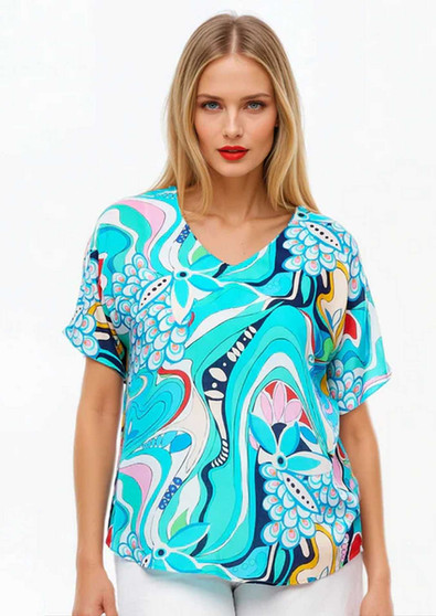 Claire Powell V-Neck MODAL Top in SAKURA Print Claire Powell V-Neck MODAL Top in SAKURA Print