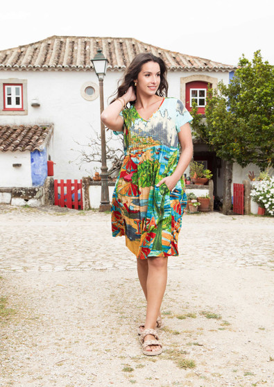 Orientique EZY Fit Cotton Dress in IBIZA Print (#21054I) Orientique EZY Fit Cotton Dress in IBIZA Print (#21054I)