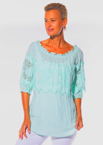 Cafe Latte Cotton Peasant top (CLM448)