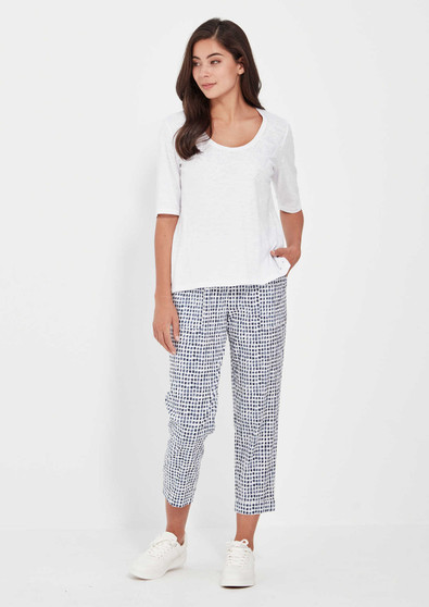 Verge Acrobat Pant in Tile Print in Denim/White (#9871)