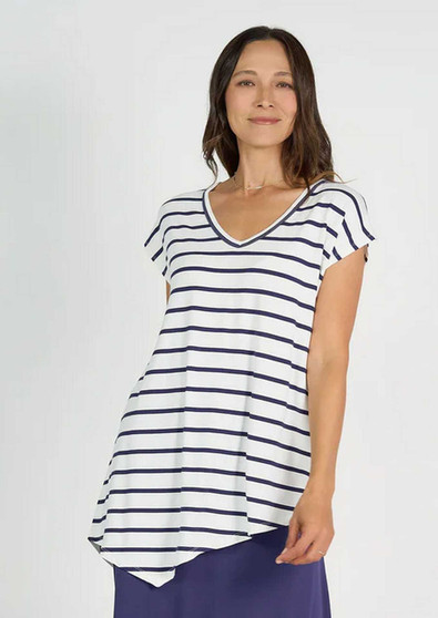 Lou Lou Bamboo HOLIDAY Tee in BLUE/white STRIPE