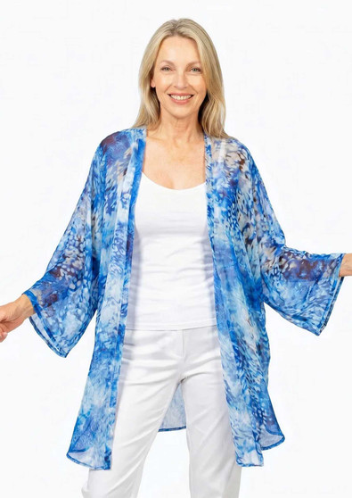 Claire Powell Chiffon Kimono in SNOWCAT Print