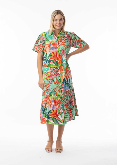 Orientique Patch Dress with Collar in EQUADOR Print (#40217)