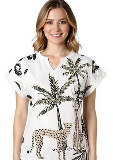 Cafe Latte Tee with CHEETAH Print   (#CLM551)