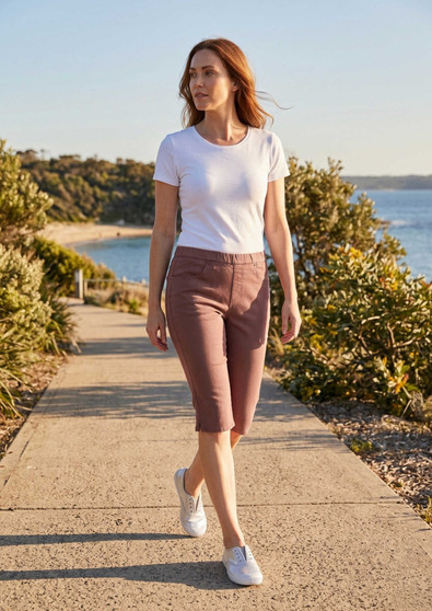 CAFE LATTE 554 STRETCH COTTON SHORTS - MOCCHA