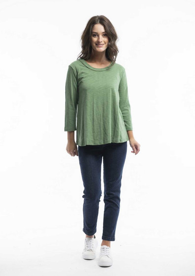 ORIENTIQUE 3/4 SLEEVE TEE IN OLIVE