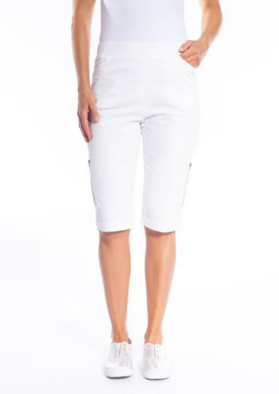 CLM167 SHORTS WITH ZIP DETAIL - WHITE