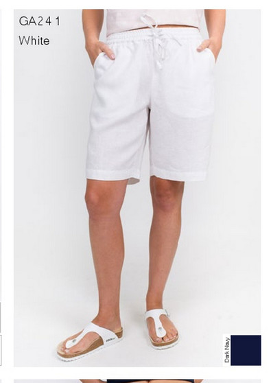 OJ GA241 LINEN SHORTS - WHITE