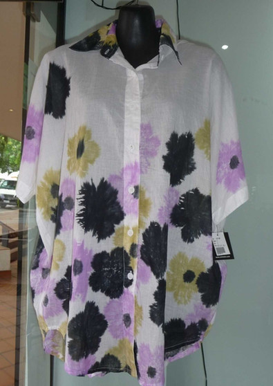 Animale Collared Overshirt in Mauve/Black Print