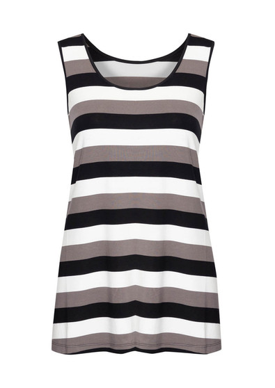 BAMBOO ALICIA SINGLET IN BLACK/GREY/WHITE STRIPE BY LOU LOU AUSTRALIA