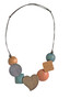 wooden necklace in orange/mustard with heart motif