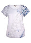 CAFE LATTE FOIL PRINT STRETCH COTTON TOP IN DENIM/WHITE/SILVER