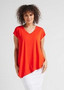 LOU LOU BAMBOO V-NECK HOLIDAY TEE IN FIERY RED - FRONT
