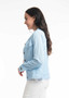 ORIENTIQUE 62617 LIGHTWEIGHT LINEN BLEND JACKET IN CHAMBRAY BLUE