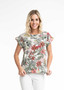 ORIENTIQUE 22893 PROTARAS PRINT FOLDED NECK TOP