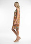 ORIENTIQUE REVERSIBLE SHIFT DRESS IN CHANIA PRINT - SIDE TWO