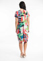 Back view of Cap Sleeve Cotton Knit Bubble Dress in abstract themed  'CAIRO' Print by Orientique