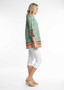 ORIENTIQUE 3/4 Sleeve Cotton pleat top in Chania print (#82169)