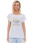 Cafe Latte slub cotton Sequin tee  in White/Lemon/Blue