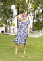 Orientique Cap Slv Layer Dress in HAYMAN NAVY Print (#40059)