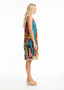 Orientique V-Neck Cotton Pleat Dress in PARIS STREET Print (#20059)
