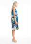 Orientique V-Neck Cotton Pleat Dress in SANTORINI Print (#20059)