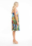 Orientique V-Neck Cotton Pleat Dress in HAVANA Print (#20059)