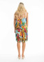 Orientique V-Neck Cotton Pleat Dress in HAVANA Print (#20059)