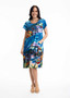Orientique Cotton Knit S/S Bubble Dress in Santorini Print (#20055)