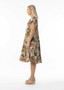 Orientique  CAP Sleeve Layer Dress in LIMA OLIVE Print (#20105)
